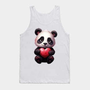 Valentine Panda Bear Holding Heart Tank Top